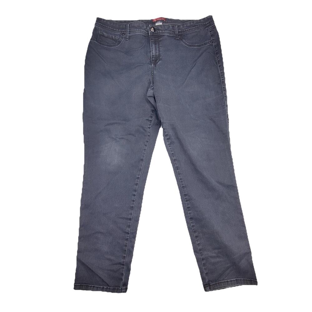 Dressbarn Straight Jeans Womens 18 Short Gray Charcoal Wash Stretch Denim 37x27